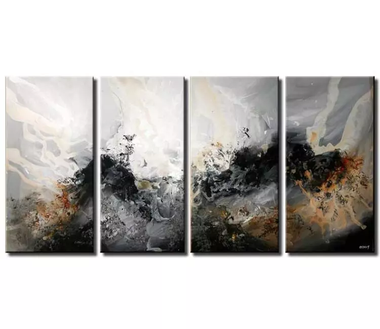 abstract painting - beautiful abstract art in black white grey colors modern wall art in multi panel canvas minimalist art