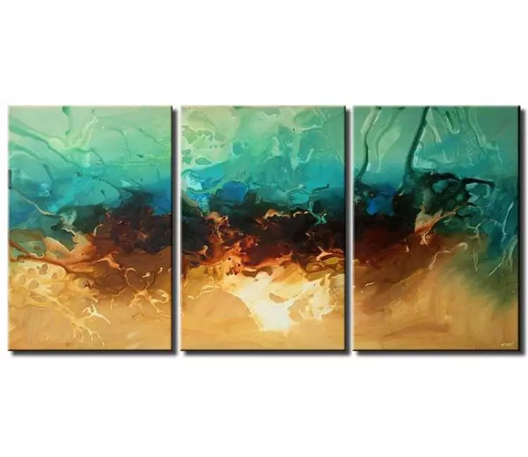 abstract painting - extra large turquoise beige modern abstract painting on canvas extra big modern wall art for living room bedroom office art