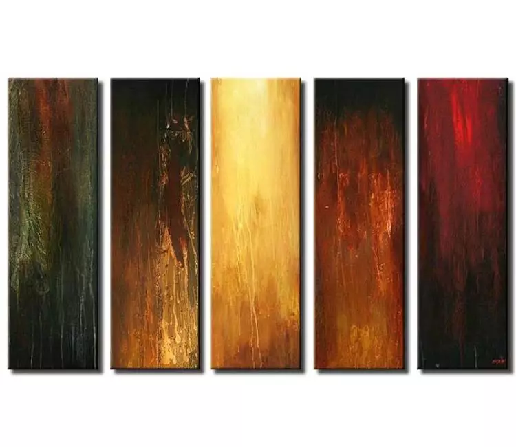 abstract painting - big multi panel abstract painting on canvas in earth tone colors modern large wall art for living room hallway art