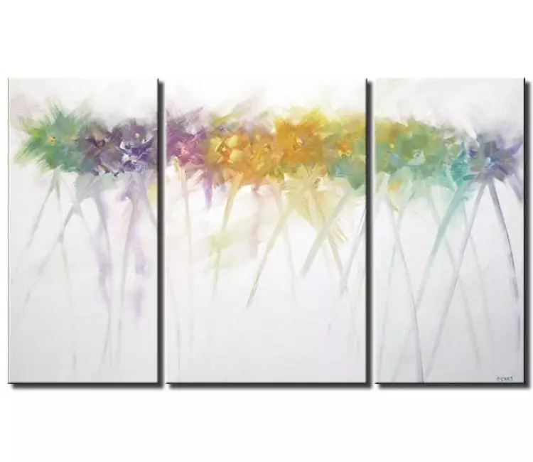 floral painting - modern pastel colors floral abstract painting on white canvas art big minimalist simple painting