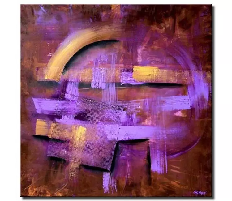 geometric painting - purple abstract painting on canvas original square modern wall art