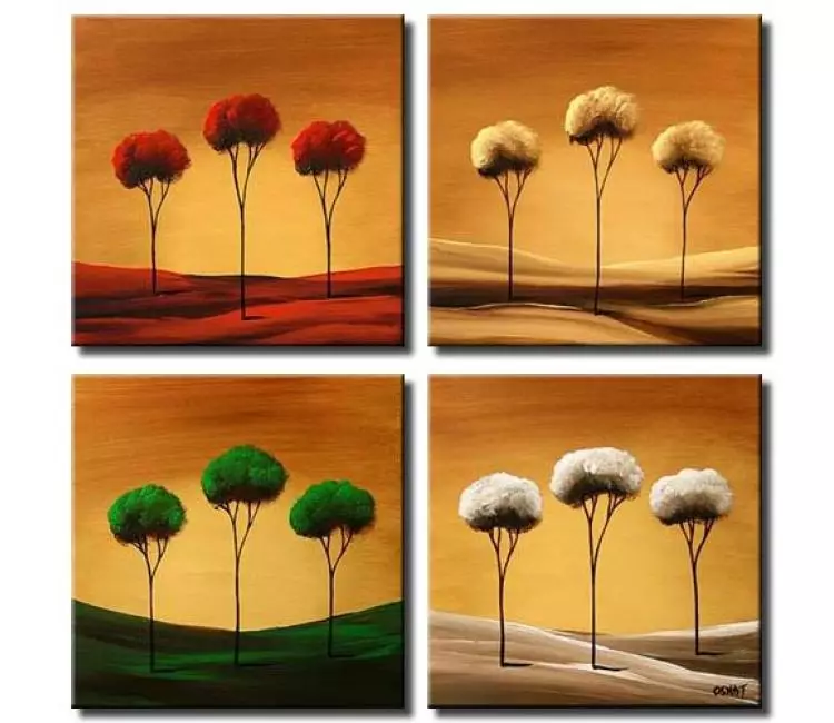 landscape paintings - four seasons painting on canvas on canvas modern multi panel landscape trees painting