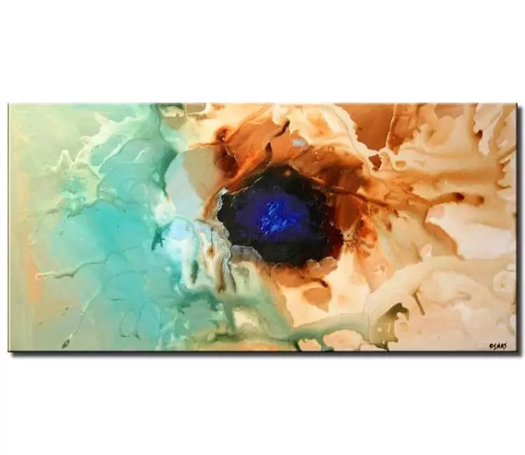 fluid painting - modern blue abstract painting on canvas neutral wall art contemporary light blue beige painting