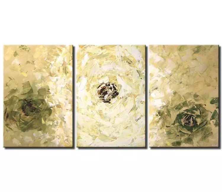 landscape paintings - big modern white floral painting on canvas in neutral colors large original living room wall art
