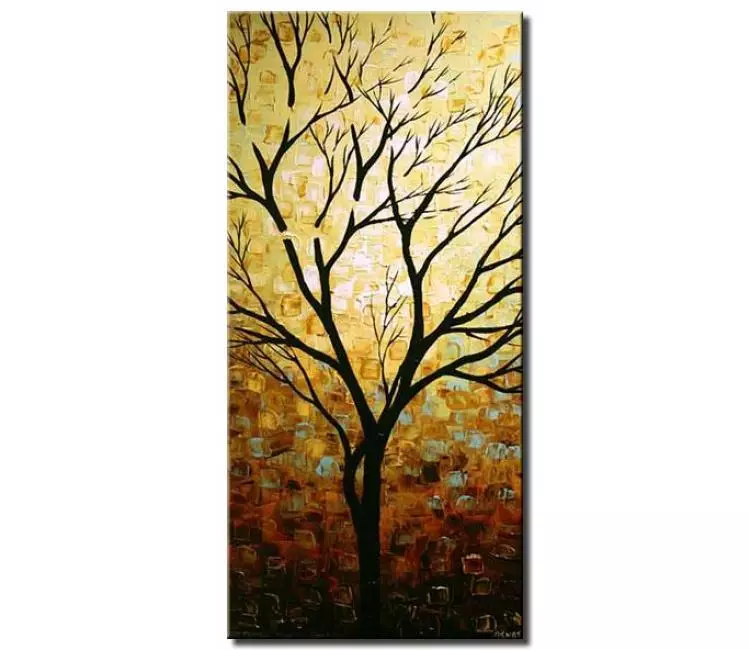 landscape paintings - modern vertical abstract tree painting on canvas original textured tree art hallway entryway art