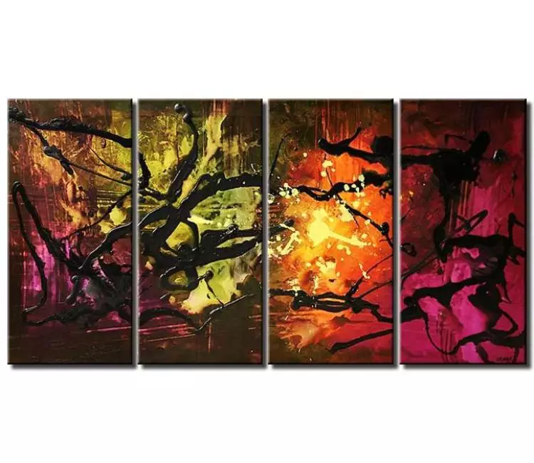 abstract painting - big contemporary colorful abstract art on canvas large modern living room wall art
