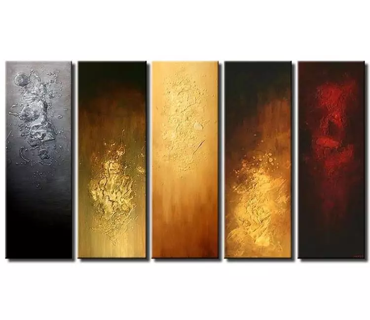 abstract painting - big multi panel colorful modern abstract painting on canvas large wall art in earth tone colors