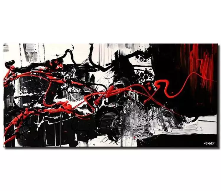 abstract painting - red black white textured abstract art on canvas minimalist modern wall art