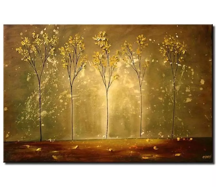 landscape paintings - green sage abstract trees painting on canvas modern art