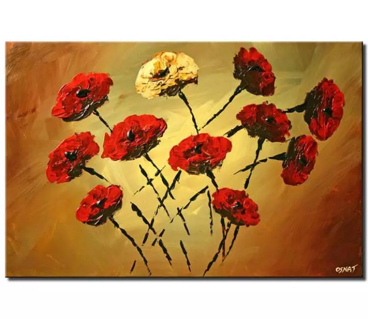 floral painting - red roses abstract painting on canvas modern textured painting