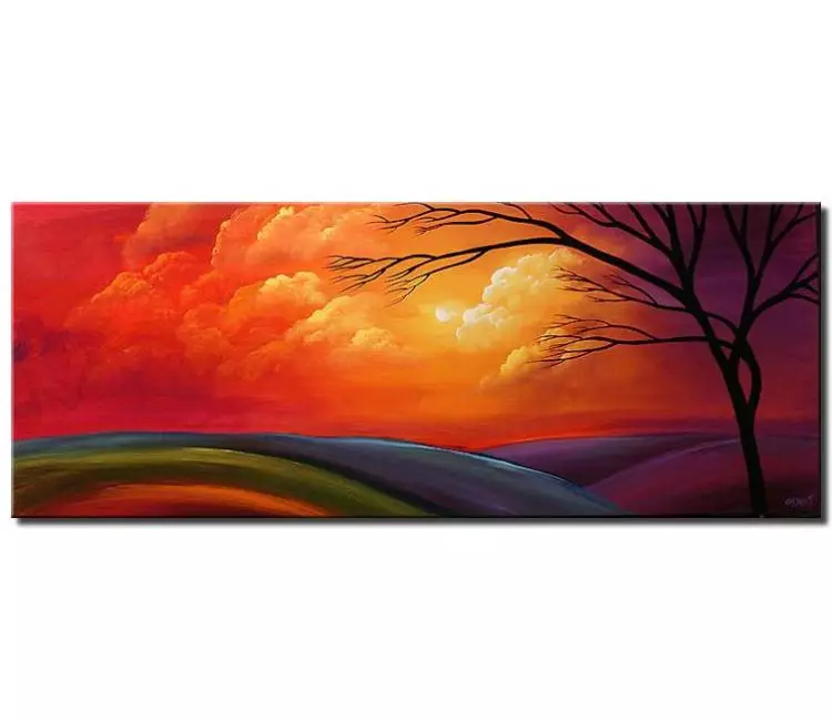 landscape paintings - fantasy abstract landscape art on canvas modern colorful living room wall art