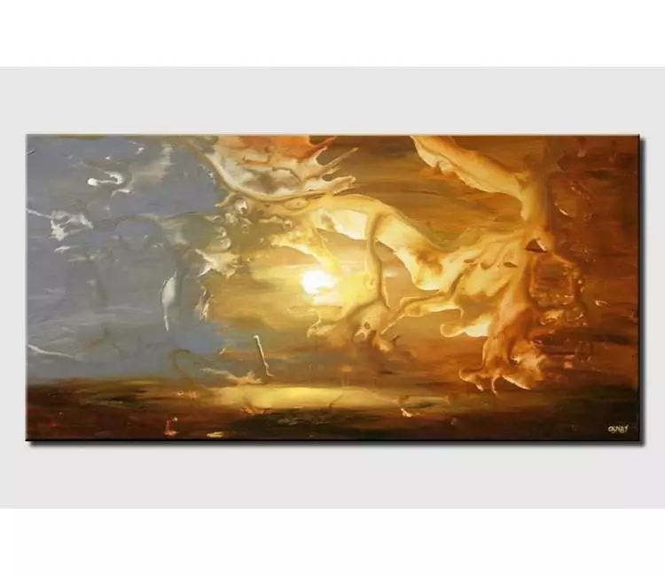 landscape paintings - abstract sunrise painting on canvas original modern minimalist beautiful art