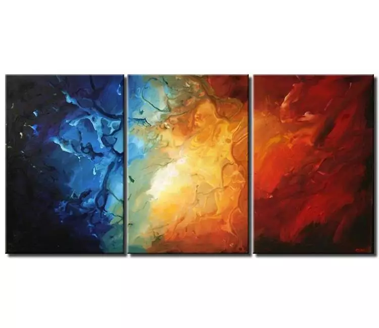 abstract painting - big colorful wall art abstract painting on large canvas modern original living room red blue wall art