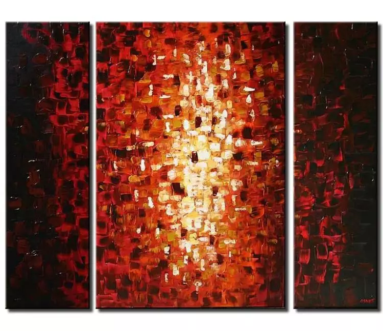 geometric painting - modern palette knife red abstract painting on canvas original textured minimalist art