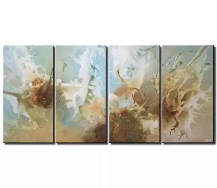 fluid painting - neutral soft pastel colors abstract painting on canvas original large modern living room wall art