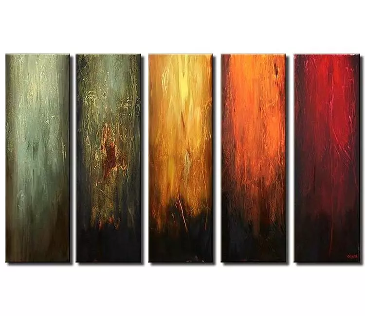 abstract painting - multi panel contemporary big wall art on canvas original large earth tone colors modern art for living room office