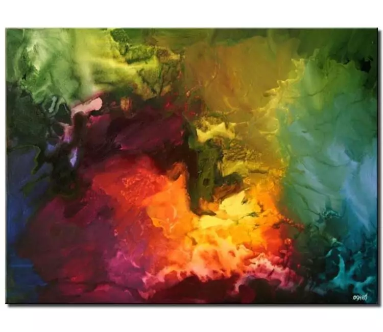 fluid painting - modern colorful abstract painting on canvas original contemporary art for living room