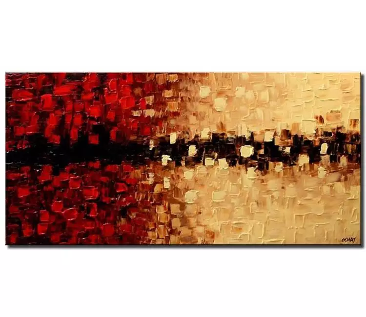 abstract painting - red beige contemporary modern abstract art on canvas original modern art for living room