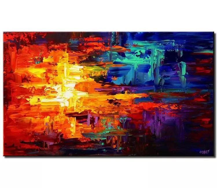 abstract painting - colorful abstract painting on canvas modern palette knife textured painting for living room