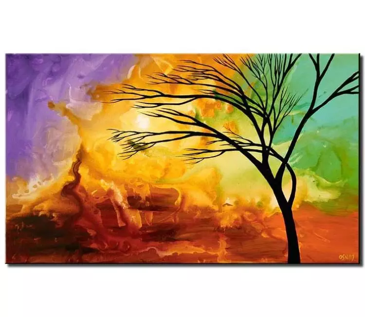 landscape paintings - colorful tree painting on canvas modern original acrylic abstract painting