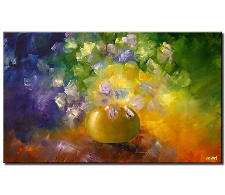 floral painting - colorful flowers in vase painting on canvas modern original acrylic abstract painting