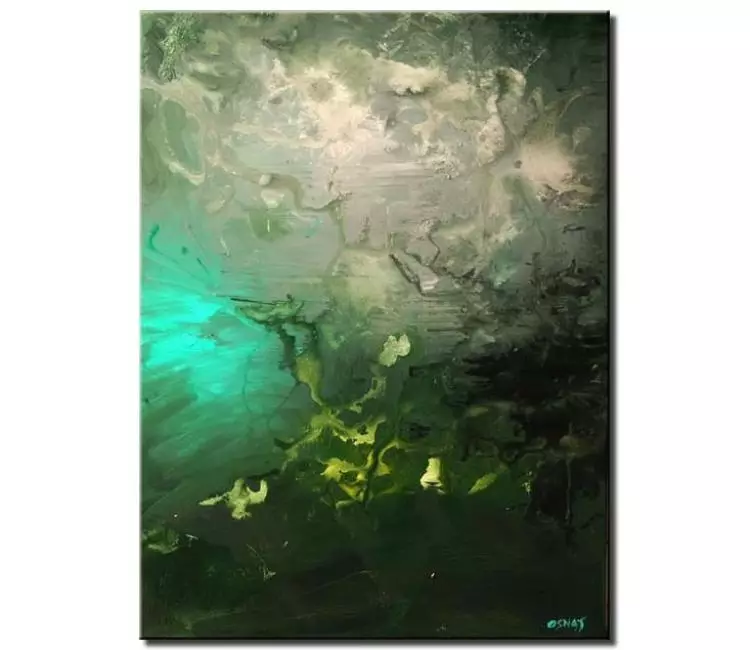 abstract painting - vertical green grey abstract painting on canvas minimalist original art modern living room wall art
