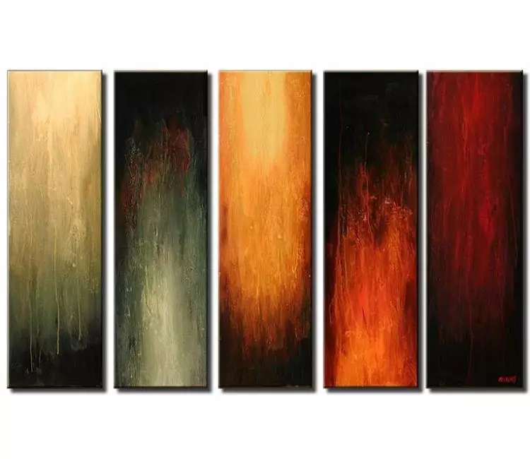 abstract painting - big multi panel abstract painting earth tone large canvas art modern living room office wall art