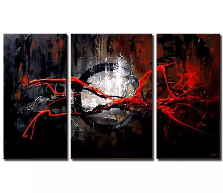 abstract painting - big red black abstract painting minimalist large canvas art  original textured painting for modern living room and office