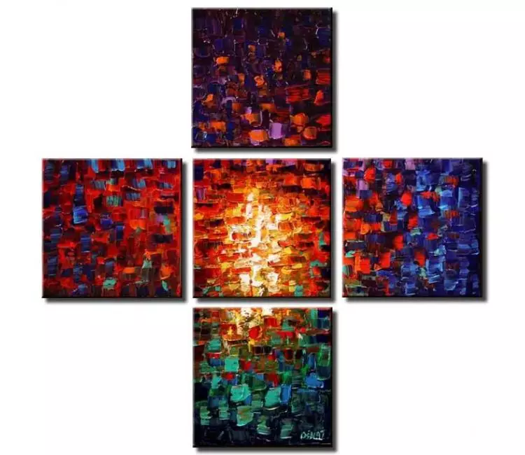 abstract painting - modern palette knife wall art on canvas colorful textured original abstract cross painting