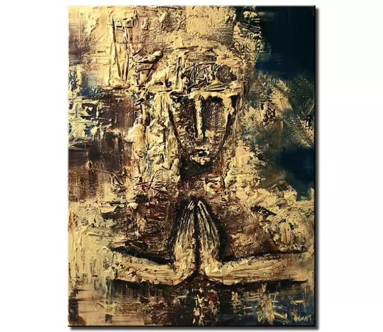 figure painting - zen art on canvas original textured yoga art modern minimalist spiritual art