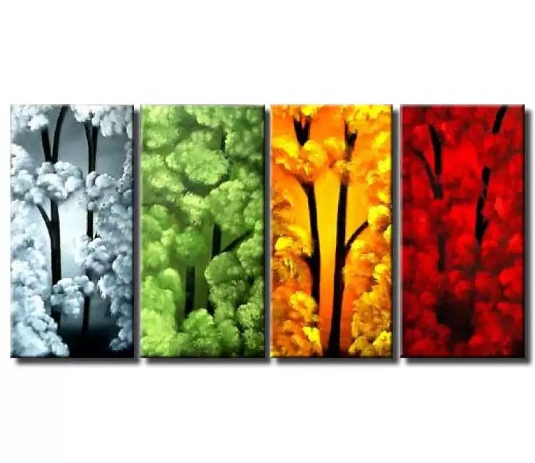 forest painting - four seasons tree painting