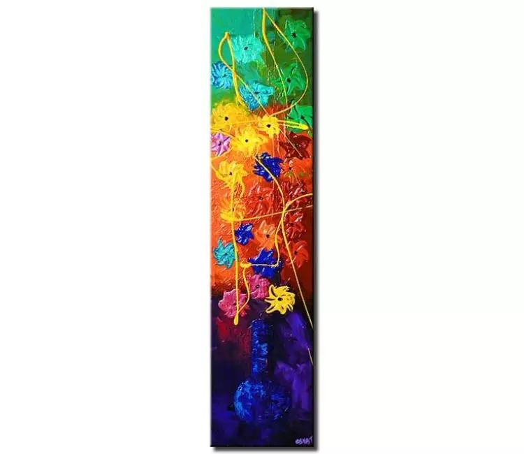 floral painting - vertical colorful floral painting on canvas original abstract flowers textured modern art