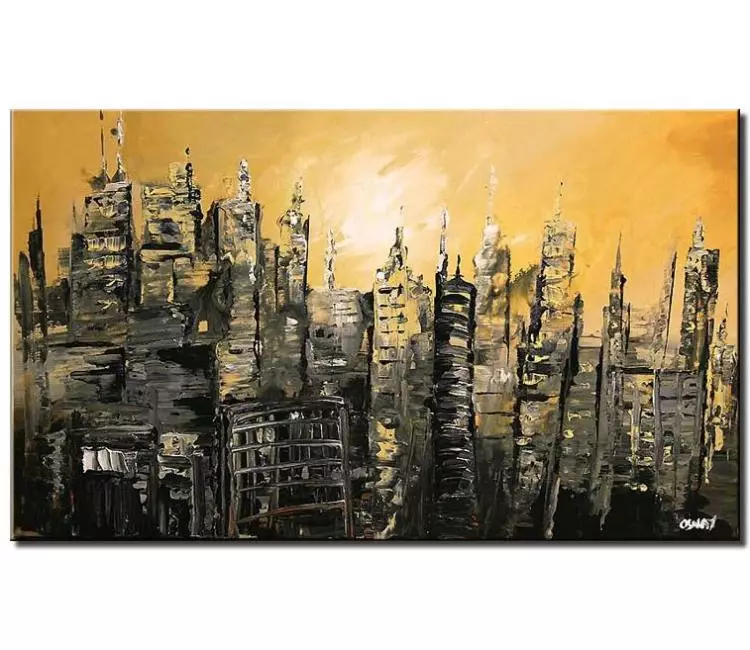 cityscape painting - city art on canvas original abstract city painting modern textured art