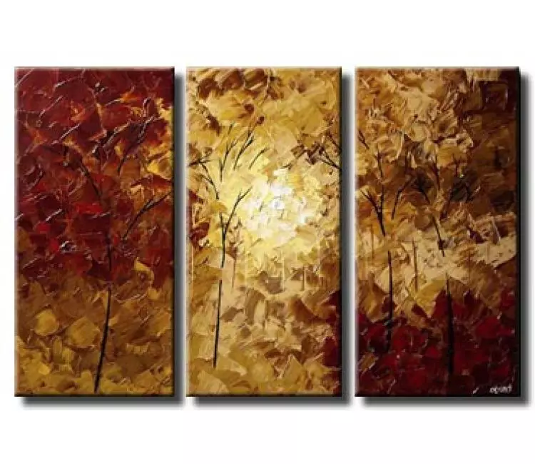 forest painting - textured abstract autumn forest painting on canvas original modern palette knife trees art