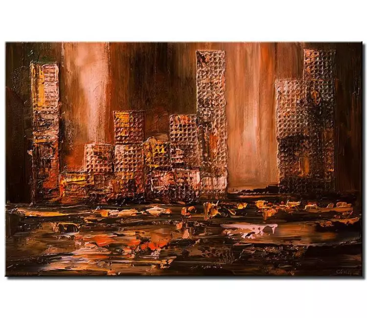 cityscape painting - abstract cityscape painting on canvas modern textured mixed media art minimalist city art