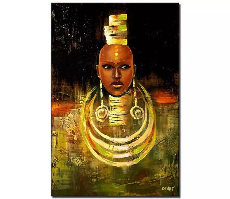 figure painting - African painting on canvas original textured abstract African man portrait modern art