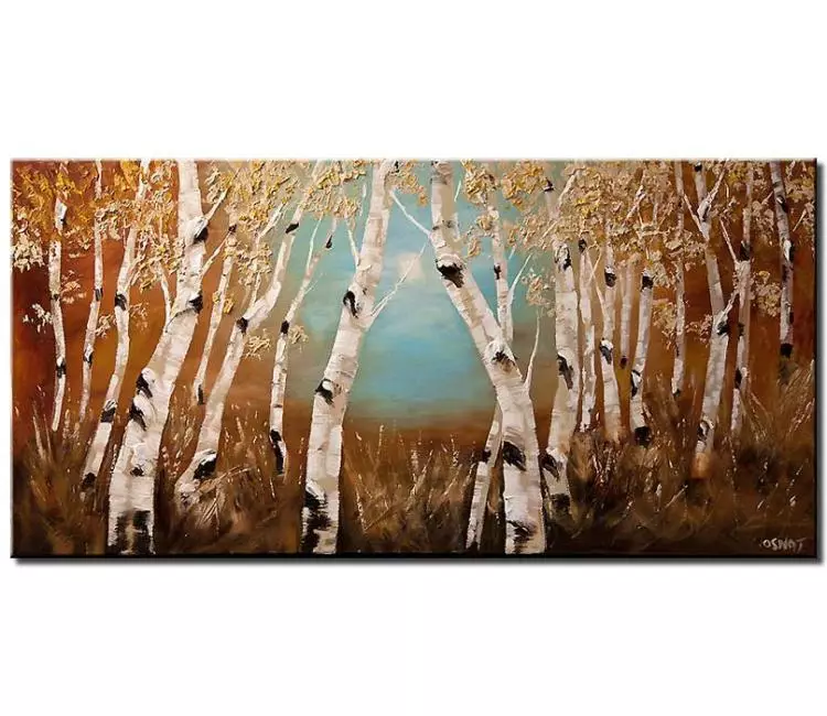 landscape paintings - forest white birch trees painting on canvas original  large canvas art textured modern abstract landscape art for living room