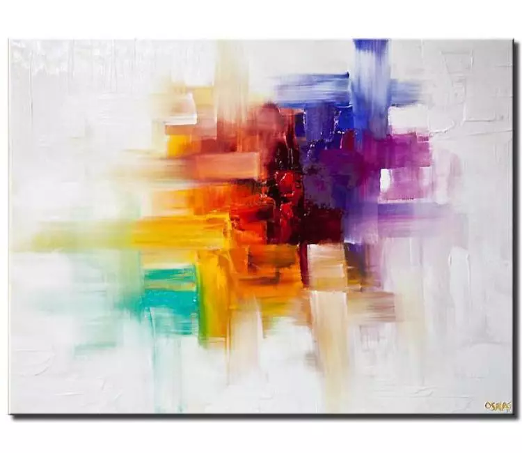 abstract painting - colorful abstract painting on canvas original textured modern living room wall art
