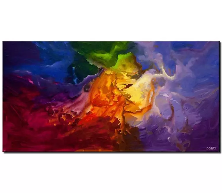 fluid painting - colorful contemporary abstract art on canvas original galaxy painting modern space art