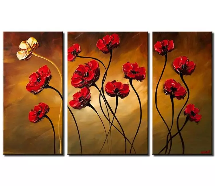 floral painting - large red roses painting on canvas original big wall art for living room textured painting
