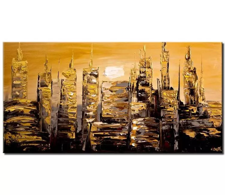 cityscape painting - abstract cityscape painting on canvas original modern textured city art