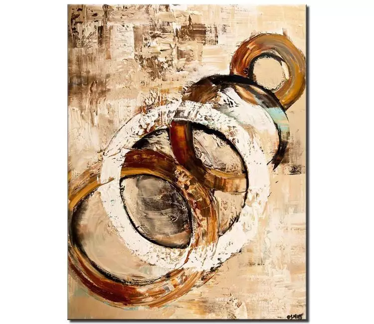 geometric painting - modern neutral abstract painting on canvas original  textured white beige rust neutral wall art for living room