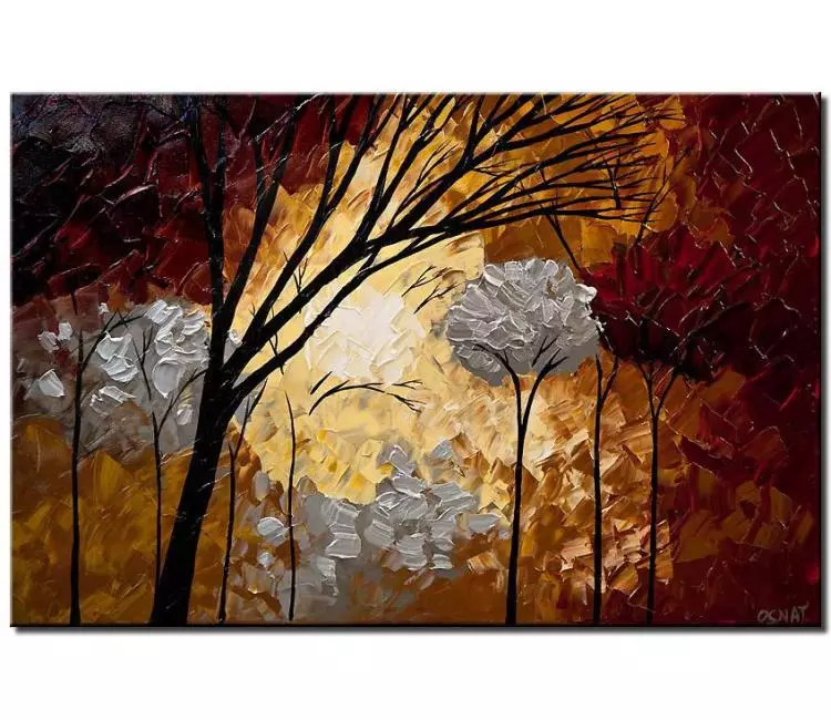 forest painting - Forest painting on canvas original textured trees painting modern abstract landscape art for living room