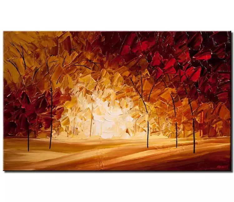 forest painting - Autumn tree painting on canvas original abstract landscape art for living room textured fall forest painting modern art