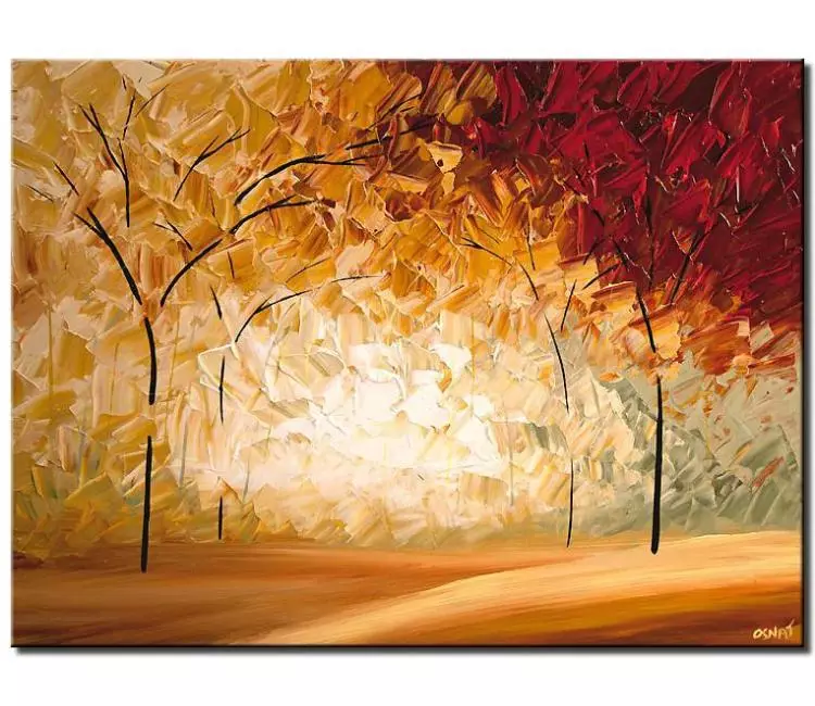 forest painting - Fall tree painting on canvas original abstract landscape art for living room textured autumn forest painting modern art