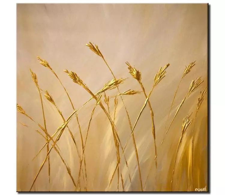landscape paintings - minimalist neutral wall art original gold beige abstract painting on canvas contemporary art