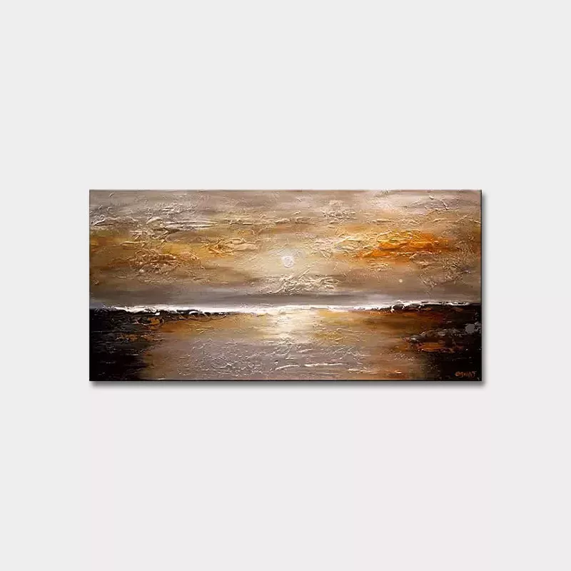 landscape paintings - abstract landscape seascape painting on canvas original minimalist silver gold bronze textured wall art