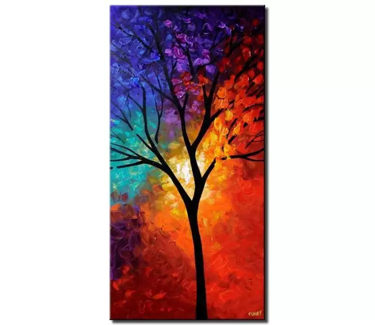 print on canvas - canvas print of vertical colorful landscape tree