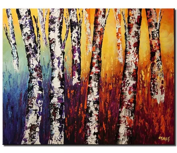 print on canvas - canvas print of colorful birch trees