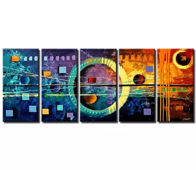 print on canvas - canvas print of colorful geometric painting squares and circles
